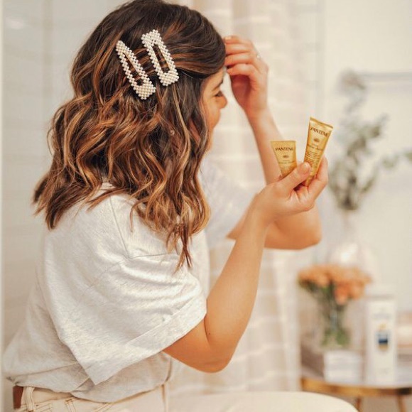 ZARA Hair Clip Pearl Set Rose Gold Jumbo Duo NEW - Picture 9 of 15